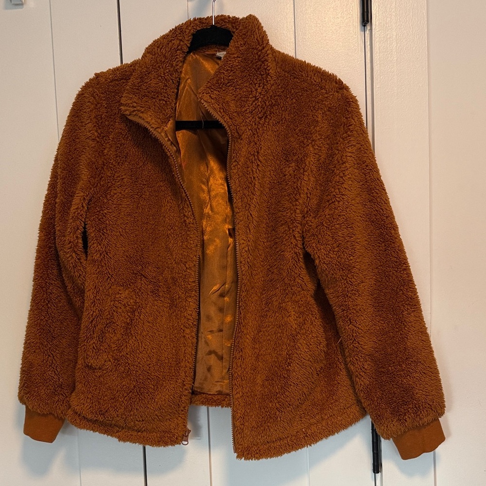 J.Crew Rust Teddy/Sherpa Jacket